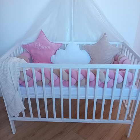 Fonott Rácsvédő szett 3 db párnával választható: csillag, felhő, szív, nyuszi