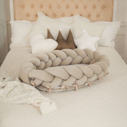 Fonott babafészek mini bézs