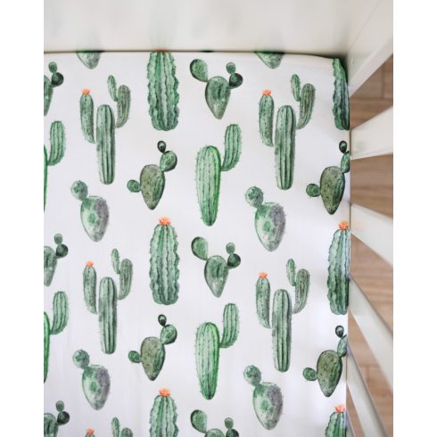 Gumis pamut lepedő kiságyba több méretben kaktusz mintás