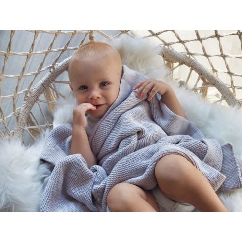 My Memi bambusz-pamut kötött takaró szürke 80x100 cm