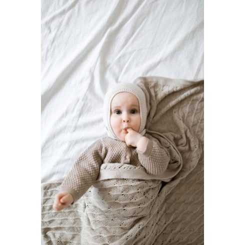 My Memi csipkés bambusz-pamut kötött takaró bézs 80x100 cm