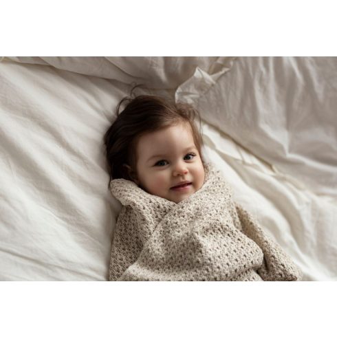 My Memi skandináv bambusz-pamut kötött takaró bézs 80x100 cm