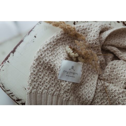 My Memi skandináv bambusz-pamut kötött takaró bézs 80x100 cm