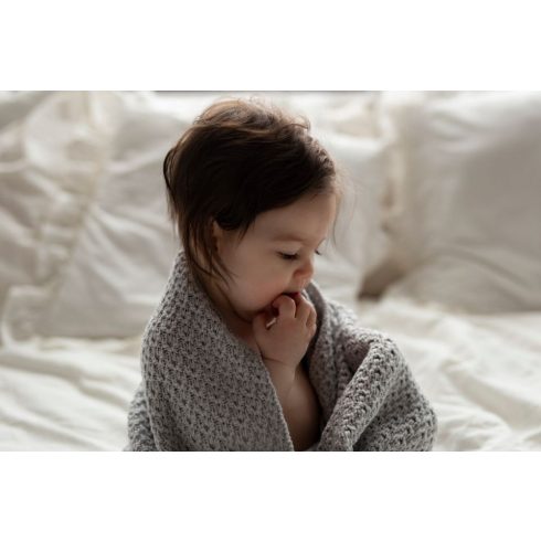 My Memi skandináv bambusz-pamut kötött takaró szürke 80x100 cm