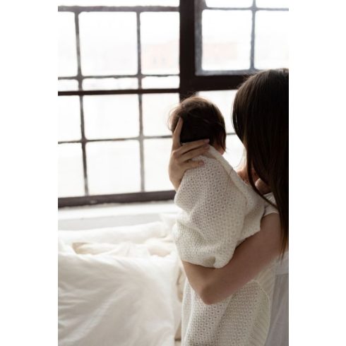 My Memi skandináv bambusz-pamut kötött takaró púder rózsaszín 80x100 cm