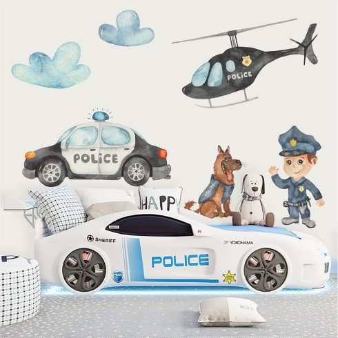 Falmatrica rendőrös nagy kompozíció kutya rendőrautó helikopter