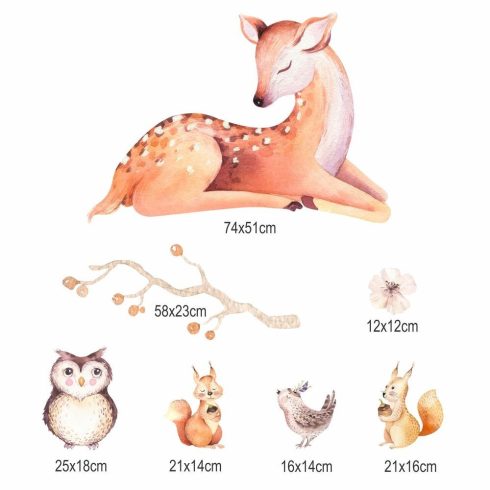 Falmatrica Őzike és erdei állatok kompozíció 100 cm x 100 cm