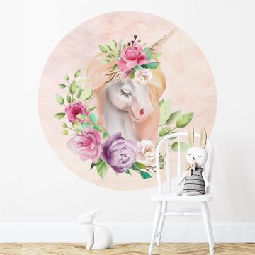   Falmatrica unikornis portré virágokkal rózsaszín 3 méretben