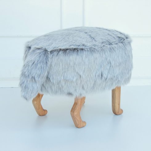 Szőrmés puff gyerekszék ezüstszürke montessori bútor