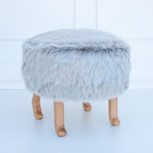 Szőrmés puff gyerekszék ezüstszürke montessori bútor