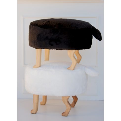 Szőrmés puff gyerekszék fekete